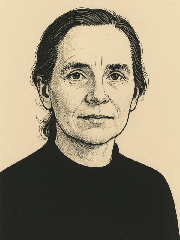 AI-generated portrait of Corita Kent