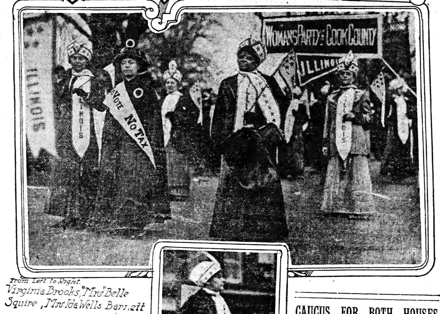 1913 Chicago suffrage parade with Ida B. Wells